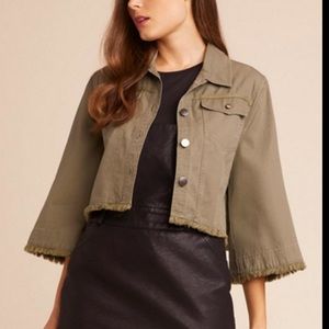 NWT BB Dakota Army Green Cropped Frayed Jacket XS